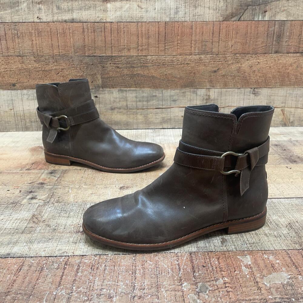 Sperry STS90288 Boots Womens Size 8 Brown Leather Ankle Zip Buckle Bootie